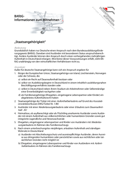BAföG- Informationen zum Mitnehmen Informationen zum