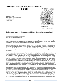 Stellungnahme des Presbyteriums zu den Plänen des