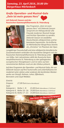 Gro&szlig;e Operetten- und Musical-Gala &bdquo;Dein ist mein ganzes Herz
