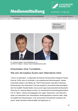 Pressemitteilung Nr. 168/2015 - RW-Fakultät