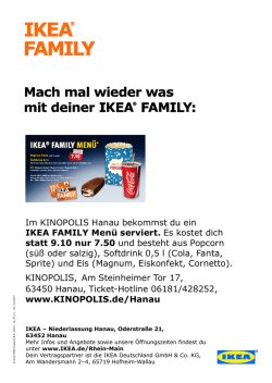 Im KINOPOLIS Hanau bekommst du ein IKEA FAMILY Men&uuml; serviert
