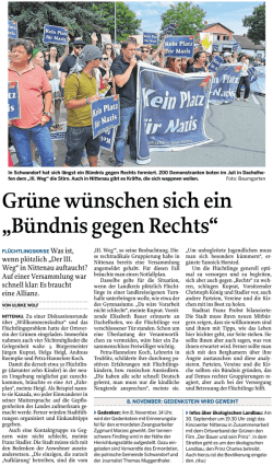 Gr&uuml;ne w&uuml;nschen sich ein &bdquo;B&uuml;ndnis gegen Rechts&ldquo;