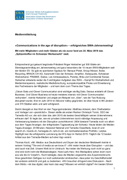 Medienmitteilung «Communications in the age of - SWA-ASA