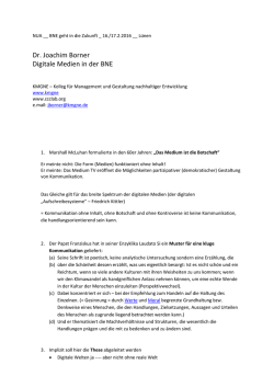 Dr. Joachim Borner Digitale Medien in der BNE