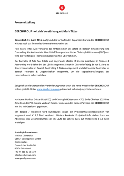Pressemitteilung GERCHGROUP holt sich Verstärkung mit Mark Tittes