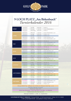 Turnierkalender 2016 - Golfpark Rittergut Birkhof