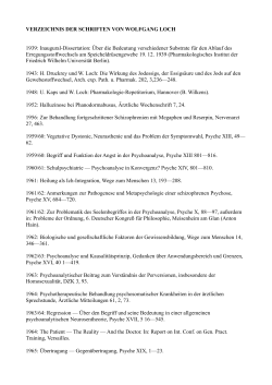 Bibliographie von Wolfgang Loch
