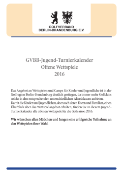GVBB Jugendturnierkalender 2016 - Golfverband Berlin
