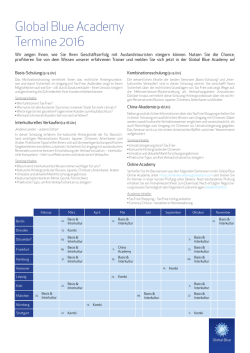 Global Blue Academy Termine 2016 - Local Services