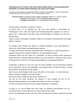 Predigt am 30.7.2015 in der DBK - DG - Ev.