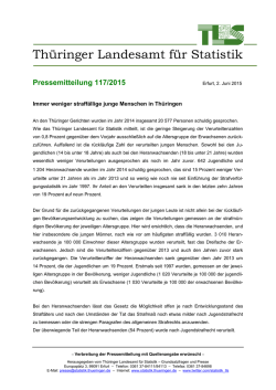 Immer weniger straff&auml;llige junge Menschen in Th&uuml;ringen