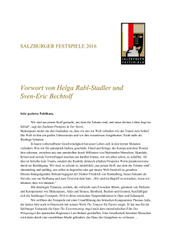 Vorwort 2016 - Salzburger Festspiele