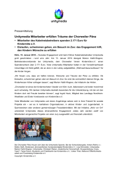 Unitymedia Mitarbeiter erfüllen Träume der Chorweiler Pänz