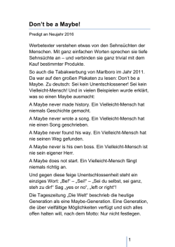 Don`t be a Maybe!