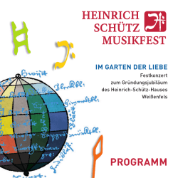PROGRAMM - Heinrich Schütz Musikfest
