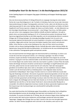 in die Bezirksligasaison der Herren 1