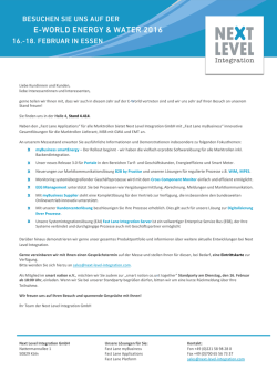 E-world Ank&uuml;ndigung - Next Level Integration GmbH
