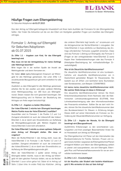 H&auml;ufige Fragen zum Elterngeld (PDF