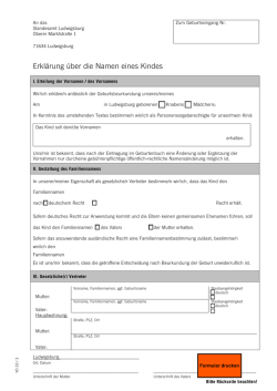 Erklärung über die Namen eines Kindes
