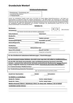 Schüleraufnahmebogen - Grundschule Wentorf