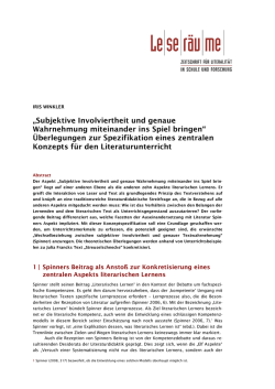 Subjektive Involviertheit und genaue Wahrnehmung miteinander ins