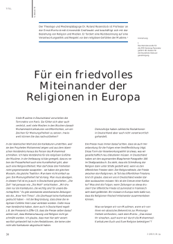 Für ein friedvolles Miteinander der Religionen in Europa