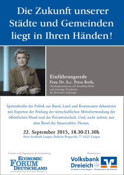 Die Zukunft unserer St&auml;dte und Gemeinden liegt in Ihren H&auml;nden