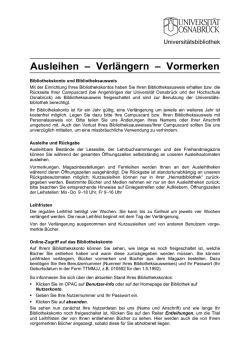 Ausleihen &ndash; Verl&auml;ngern &ndash; Vormerken