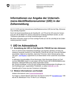 Information zur Angabe der UID in der Zollanmeldung
