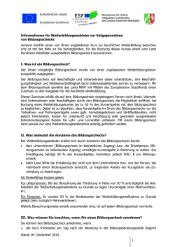 Informationen f&uuml;r Weiterbildungsanbieter zur Entgegennahme von