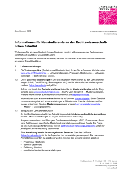 Informationen für Neustudierende