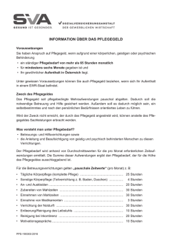 INFORMATION &Uuml;BER DAS PFLEGEGELD