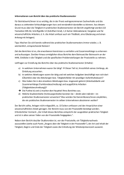 Informationen zum Bericht &uuml;ber das praktische Studiensemester F&uuml;r