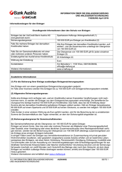 Informationsbogen zur Einlagensicherung und Informationen &uuml;ber