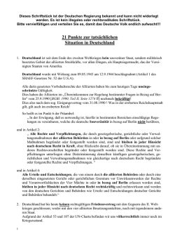21 Punkte zur tats&auml;chlichen Situation in Deutschland