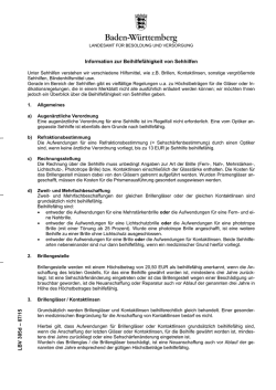 Information zur Beihilfef&auml;higkeit von Sehhilfen LBV 305d &ndash; 07/15
