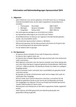 Information und Rahmenbedingungen Sponsorenlauf 2015