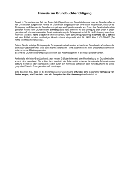 Hinweis zur Grundbuchberichtigung