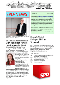 SPD-Kandidat für die Landtagswahl 2016 Ehinger SPD im Schwert