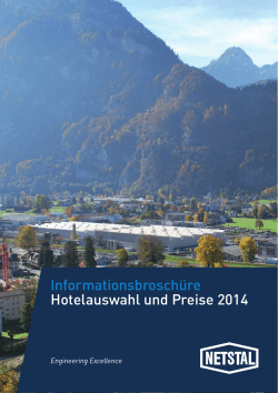 Informationsbroschüre Hotelauswahl und Preise 2014