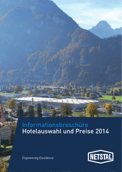 Informationsbrosch&uuml;re Hotelauswahl und Preise 2014