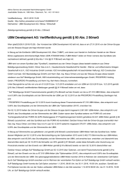 UBM Development AG: Veröffentlichung gemäß § 93 Abs. 2 BörseG