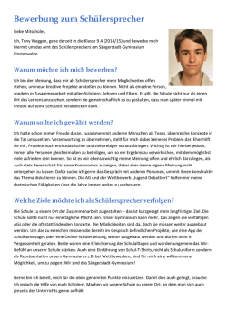 Bewerbung zum Schülersprecher