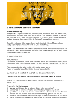Gute Nachricht, Schlechte Nachricht