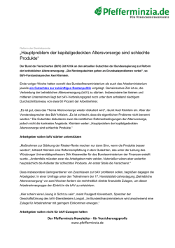 Hauptproblem der kapitalgedeckten Altersvorsorge sind schlechte
