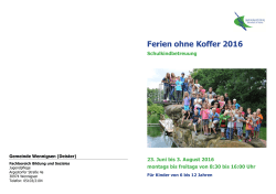 Ferien ohne Koffer 2016 - Jugendpflege der Gemeinde Wennigsen