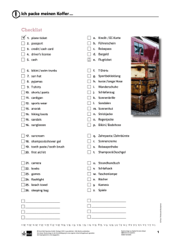 Ich packe meinen Koffer Checklist