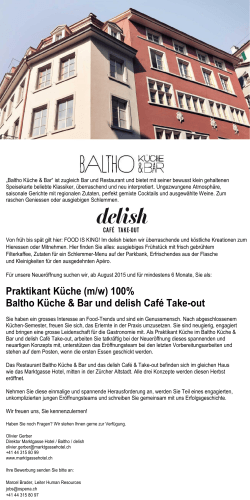 (m/w) 100% Baltho Küche & Bar und delish Café