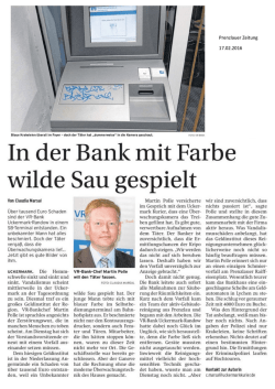In der VR-Bank Angerm&uuml;nde mit Farbe wilde Sau gespielt 17.02.2016