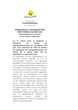 Pressemitteilung Wahlprüfsteine: Sportjugend Pfalz fühlt Politikern